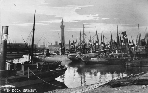 Historic view across Grimsby Fish Dock