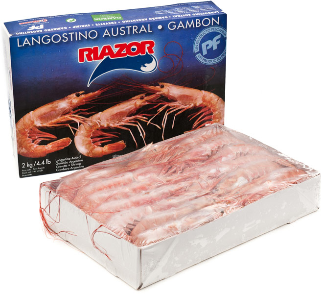 Frozen seafood packages and products