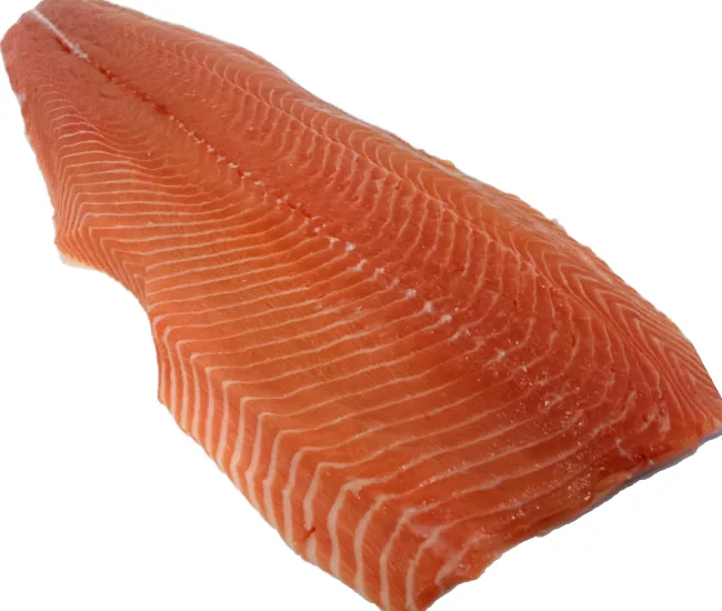 Close view of an orange salmon fillet